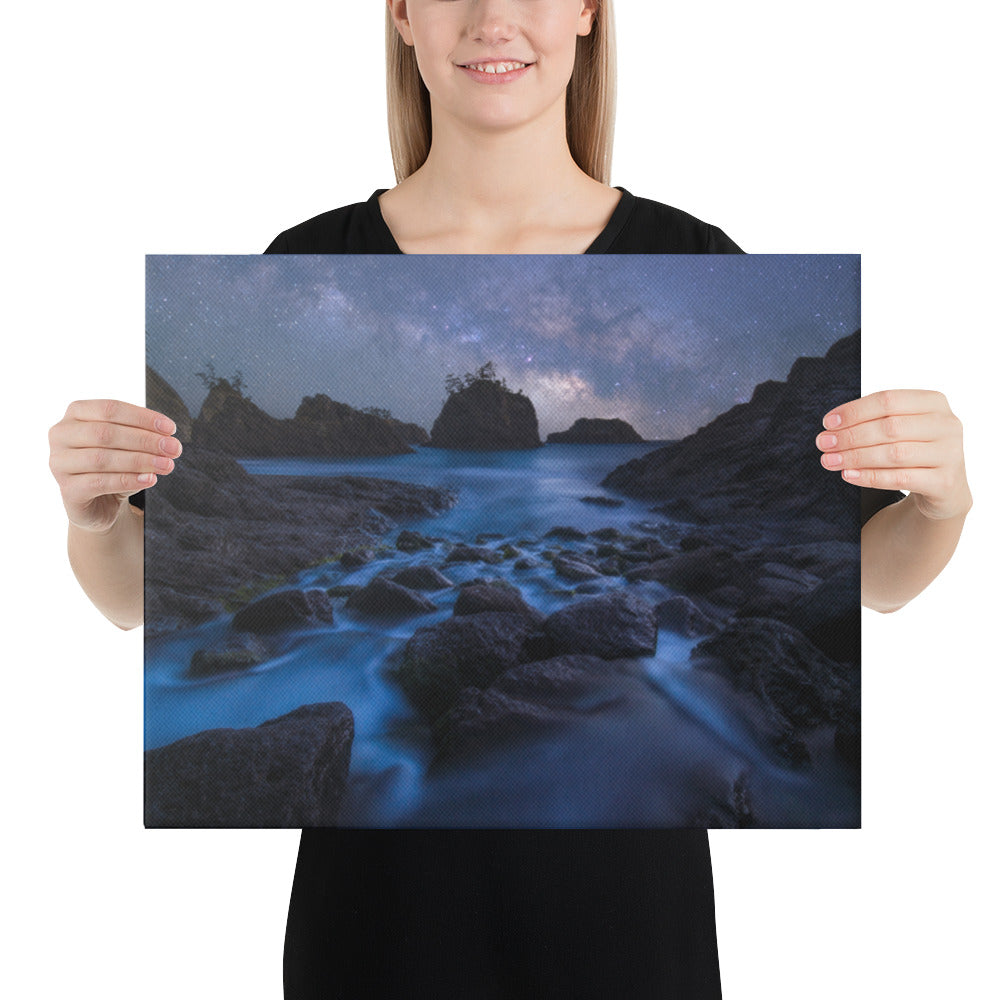 Secret Beach Night Canvas