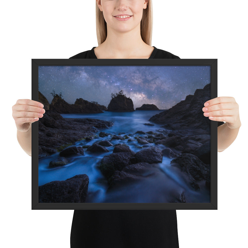 Secret Beach Night Framed Matte