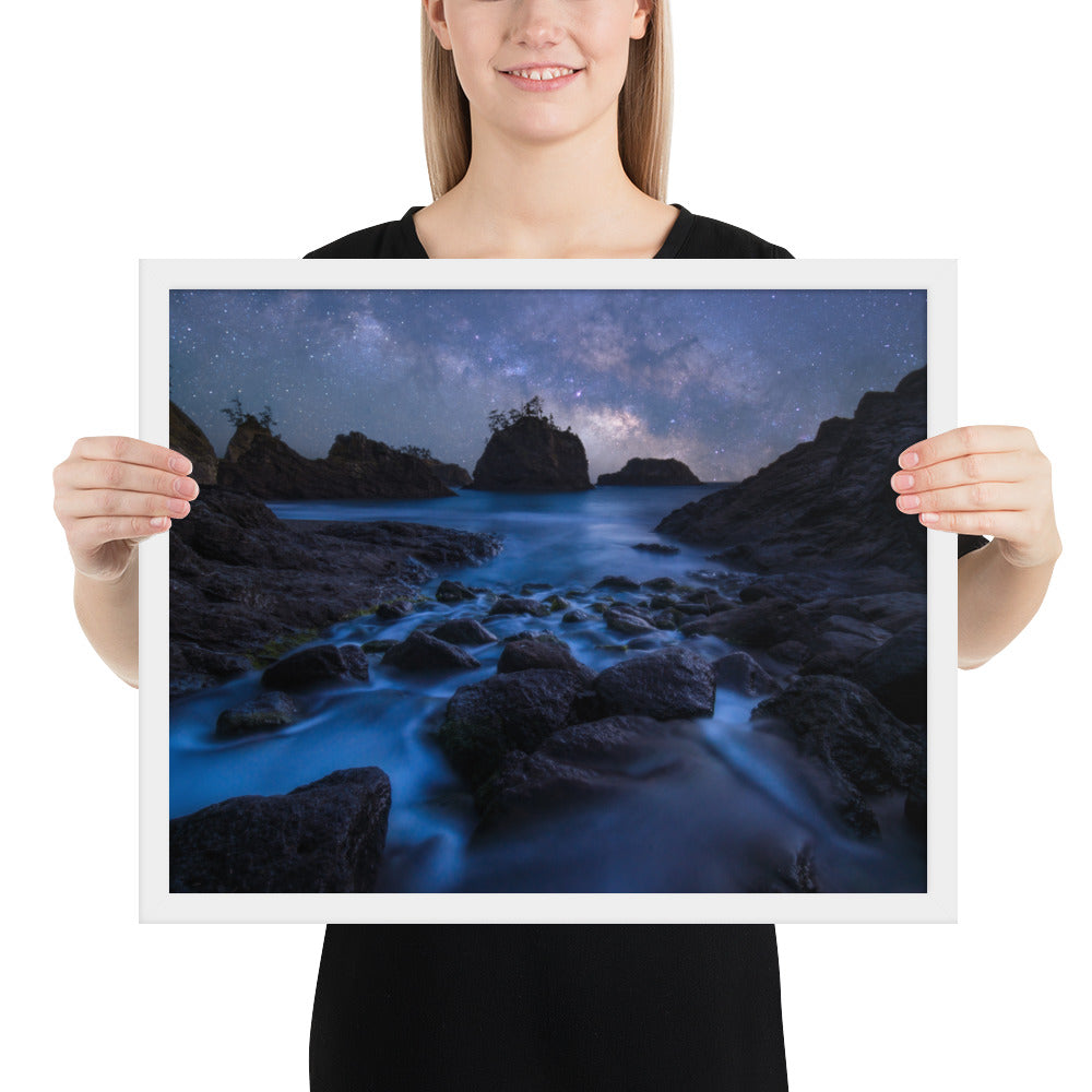 Secret Beach Night Framed Matte